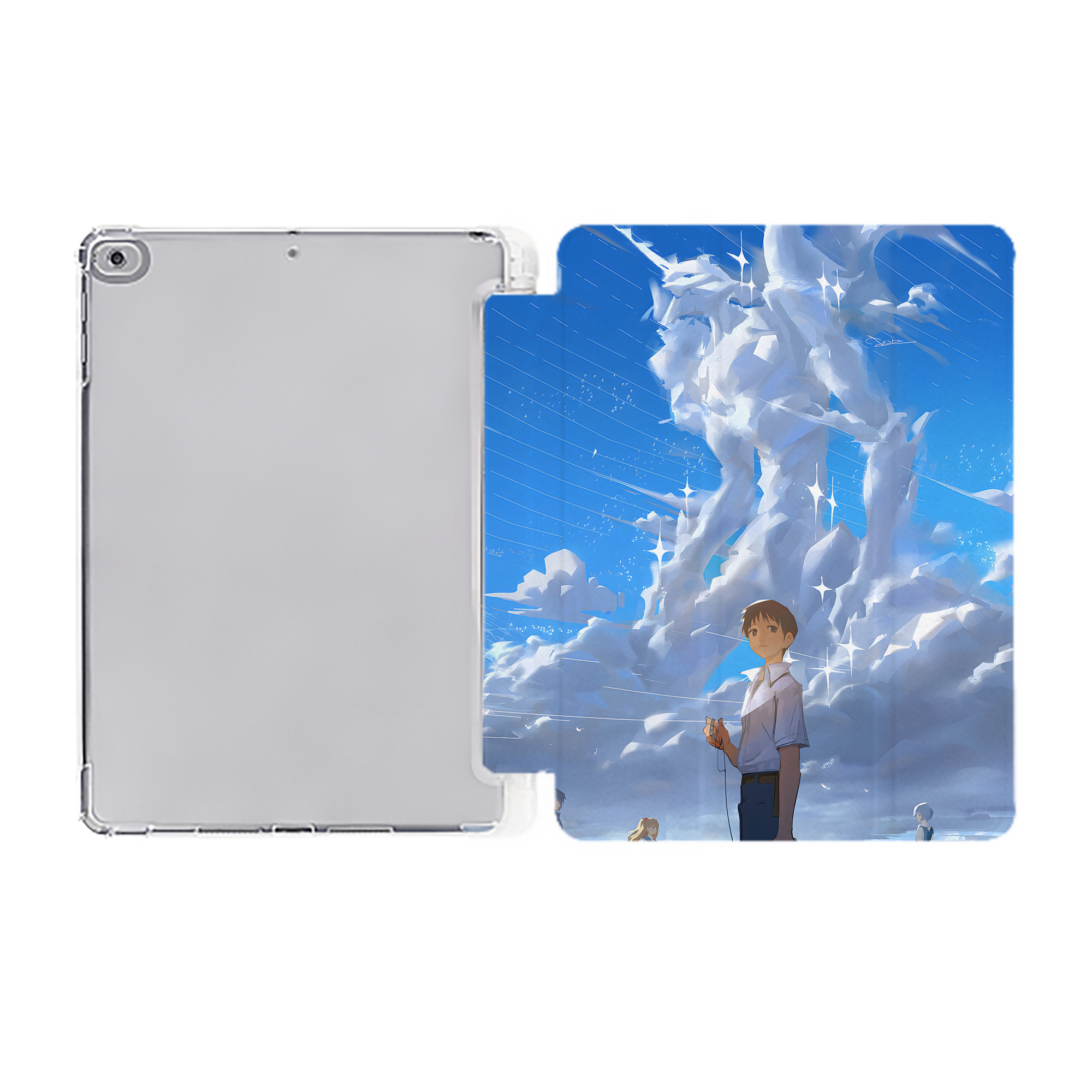 （画像用） EVA 新世紀エヴァンゲリオン IPad ケース ペン収納付き 三つ折りスタンド PUレザー×シリコン 対応機種9.5/10.5/10.9インチ